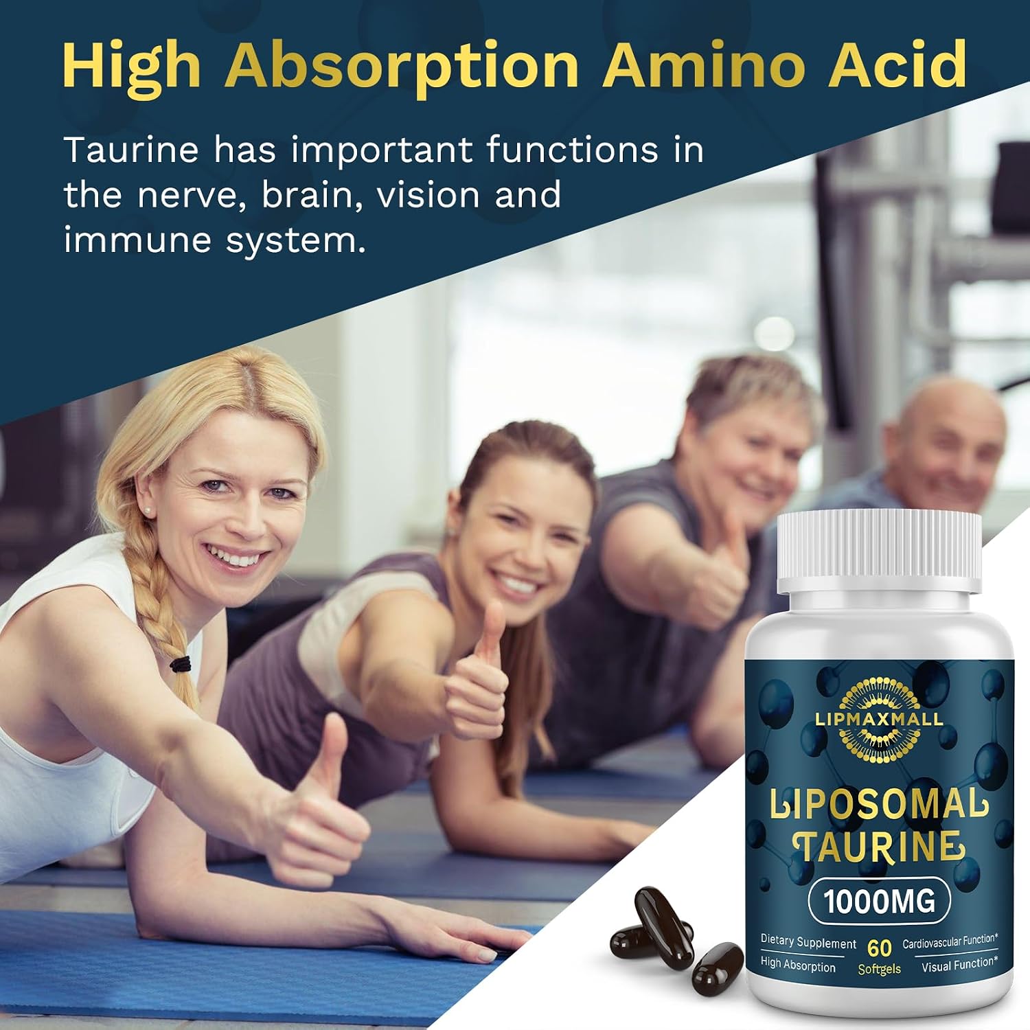 lipmaxmall Taurina Liposomal 1000mg - 60 Cápsulas Blandas (Pack de 2)