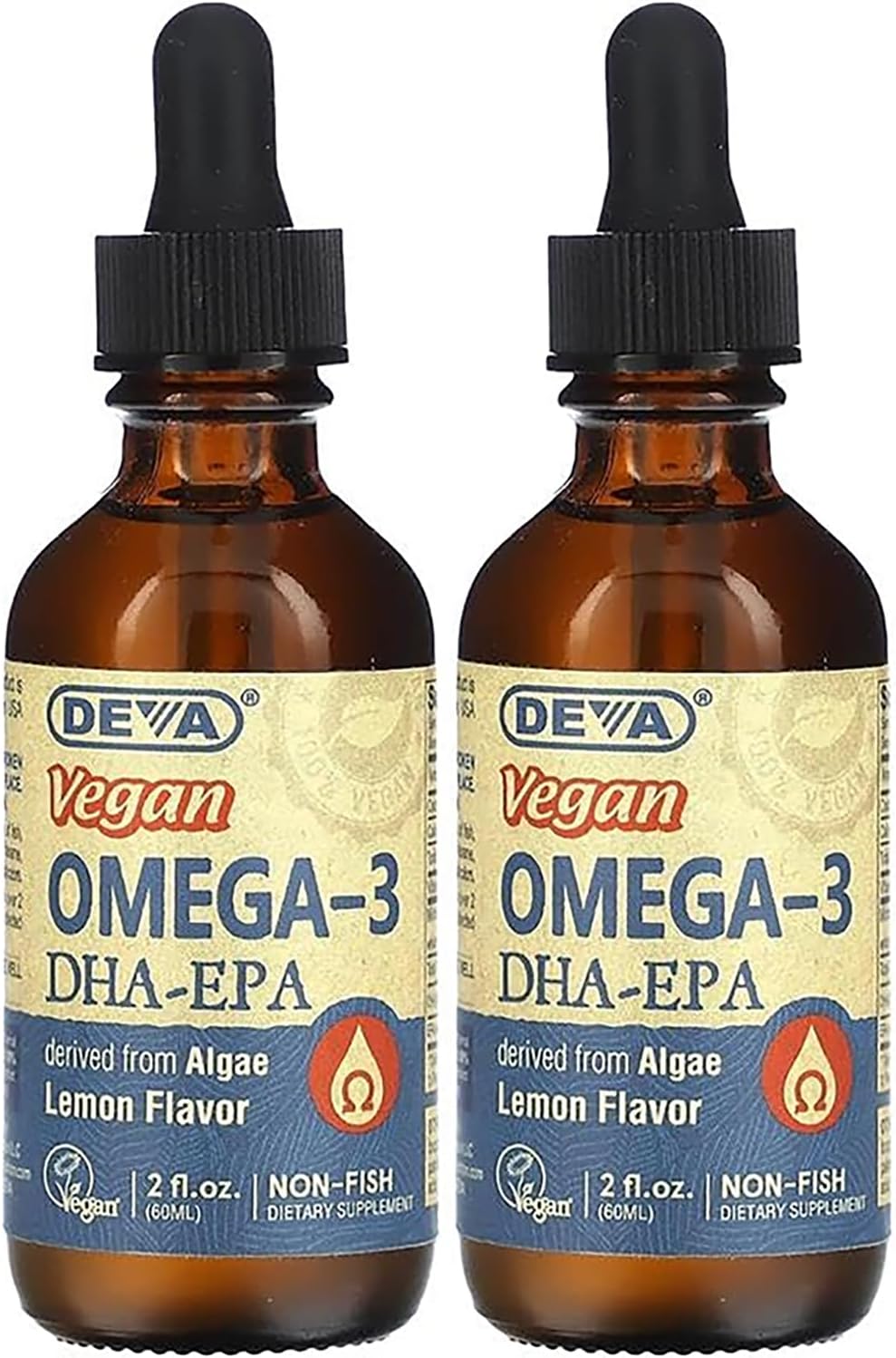 DEVA Vegan Liquid DHA-EPA (Lemon Flavor) 2 Fl. Oz Liquid (Pack of 2)