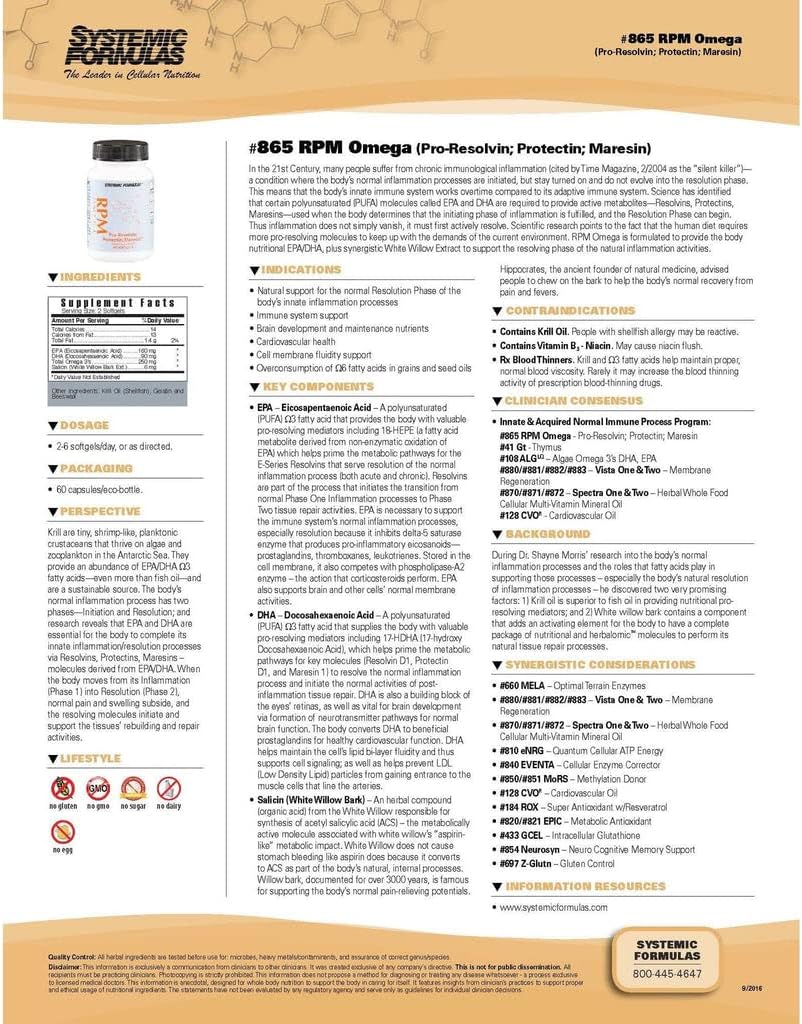 Systemic Formulas RPM Pre-Resolvin; Protectin; Maresin - 60 Cápsulas