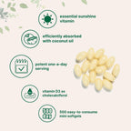 Micro Ingredients Vitamina D3 2000 UI, 500 Softgels con Aceite de Coco Virgen | Colecalciferol | No-GMO