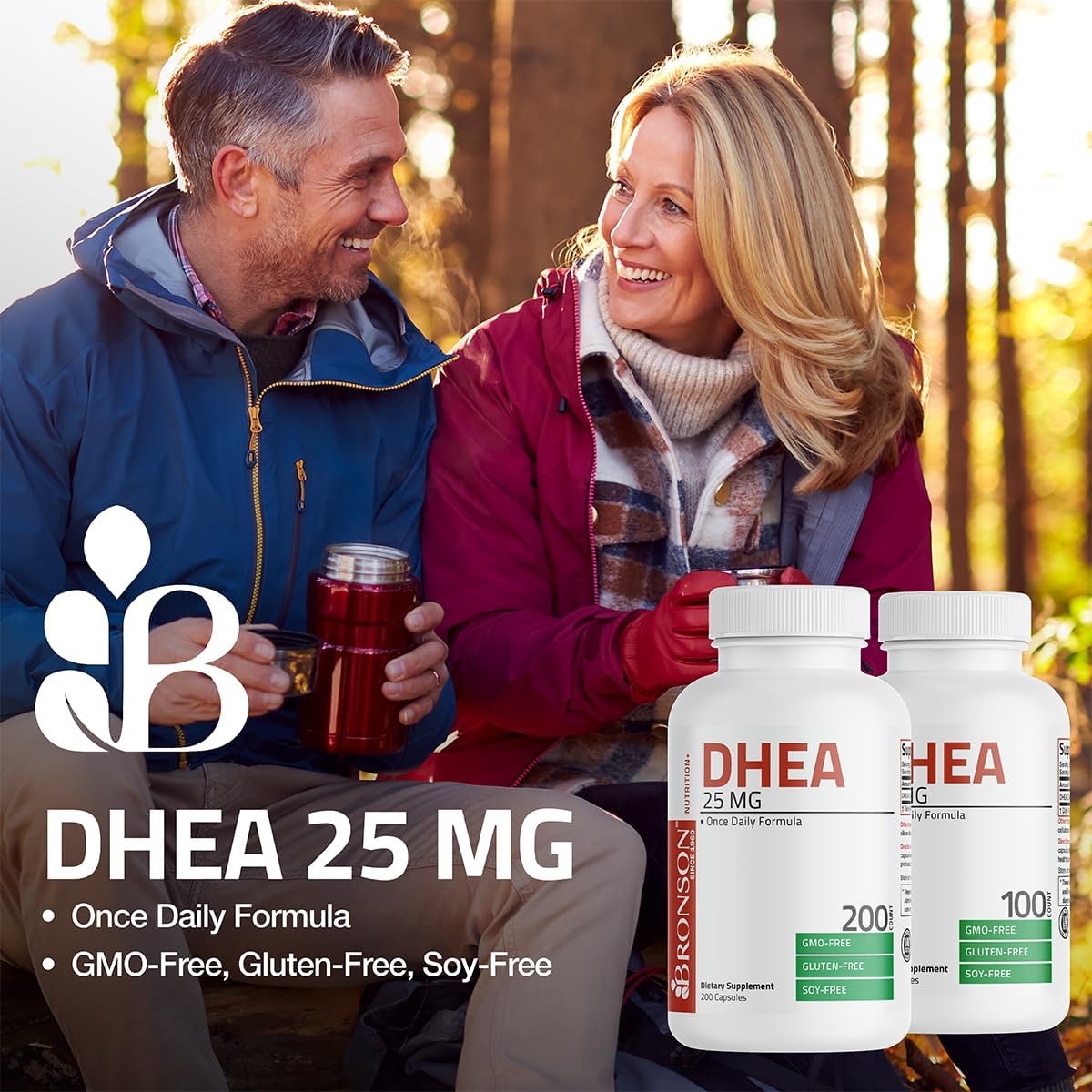 Bronson DHEA 25mg Fórmula Diaria, 200 Cápsulas Vegetarianas