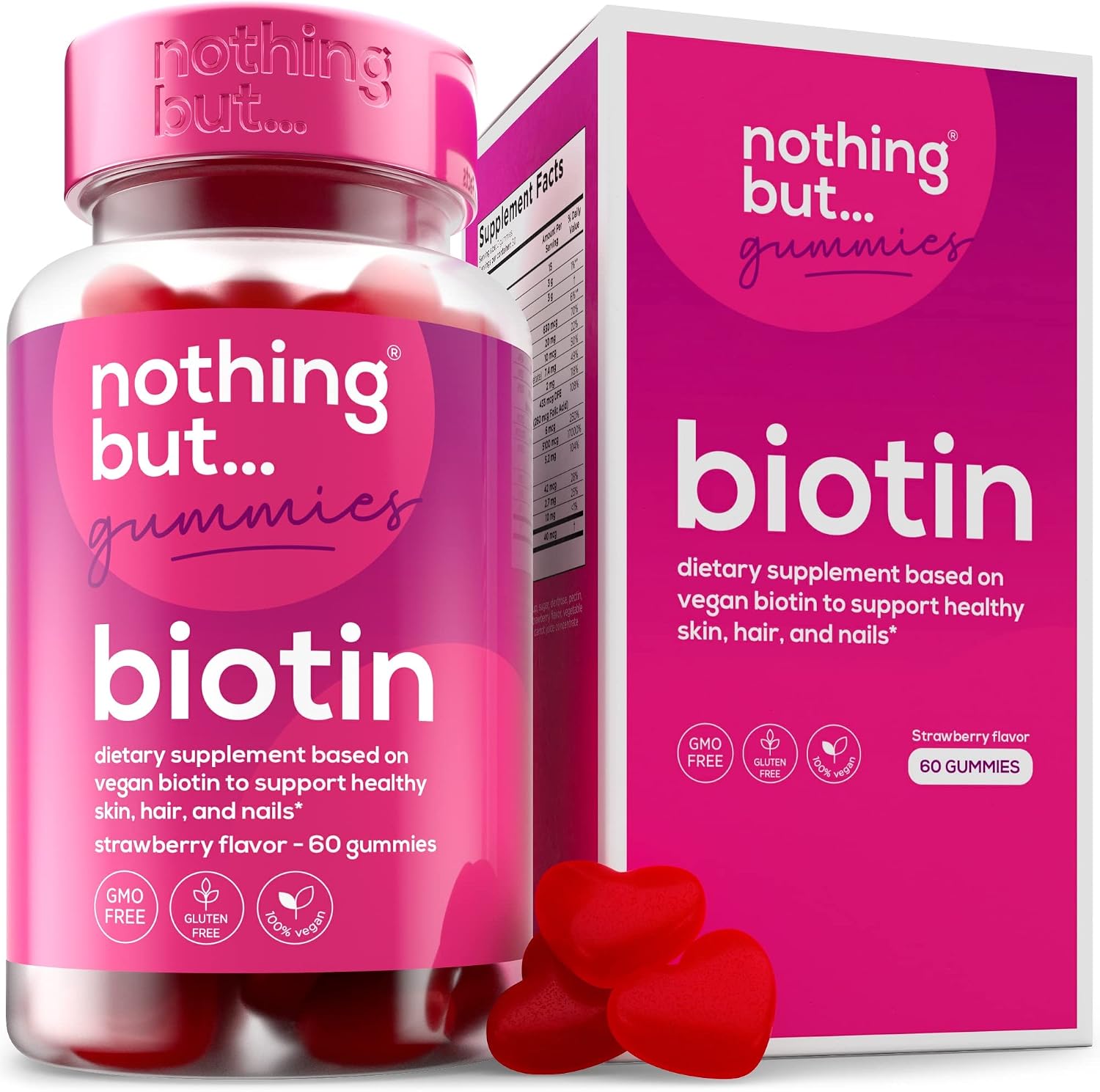 Biotin Gummies 5100 mcg - Gominolas de Biotina para Cabello, Piel y Uñas con Vitaminas A, C, E y D - 60 Gominolas