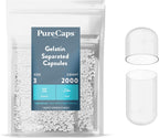 PureCaps USA - Cápsulas de Gelatina Vacías Tamaño 3 | 1000 Cápsulas Separadas | Transparentes | Certificadas Non-GMO | Sin SLS, Gluten, Conservantes