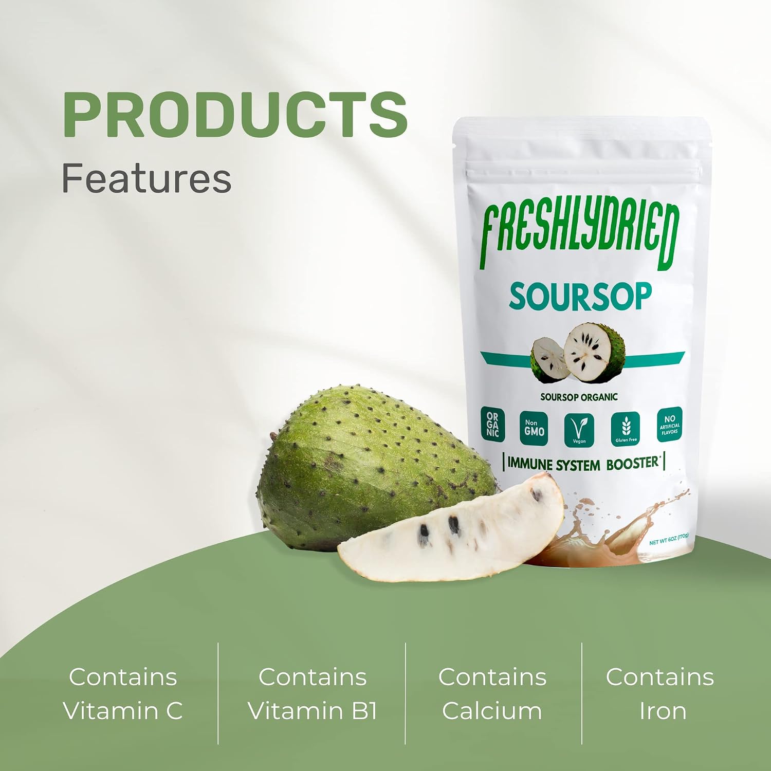 FreshlyDried Concentrado de Guanábana (Soursop, Graviola) en Polvo - 170g