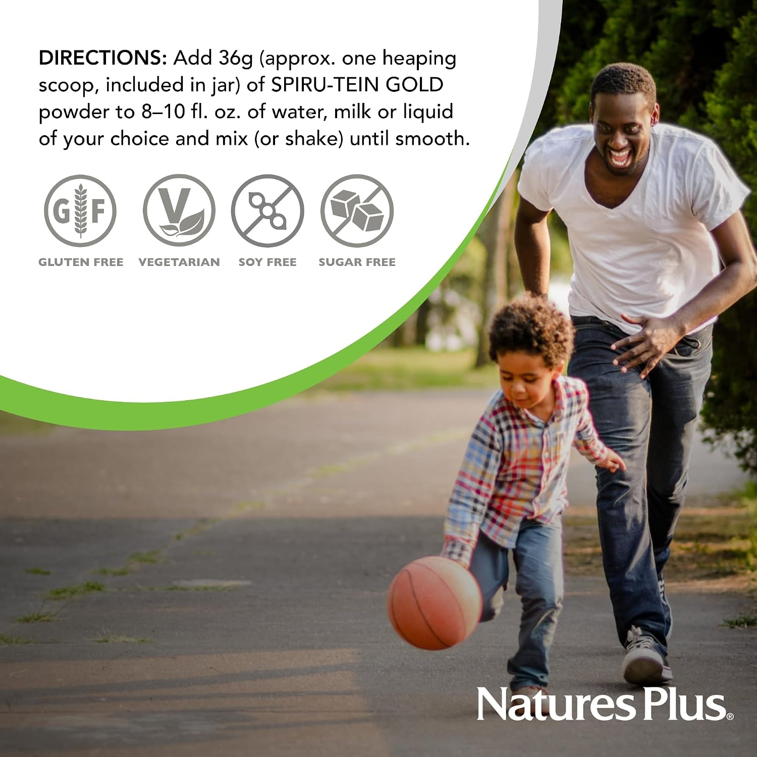 NaturesPlus SPIRU-TEIN GOLD Vainilla - Proteína vegetal en polvo con vitaminas y minerales (467 g)