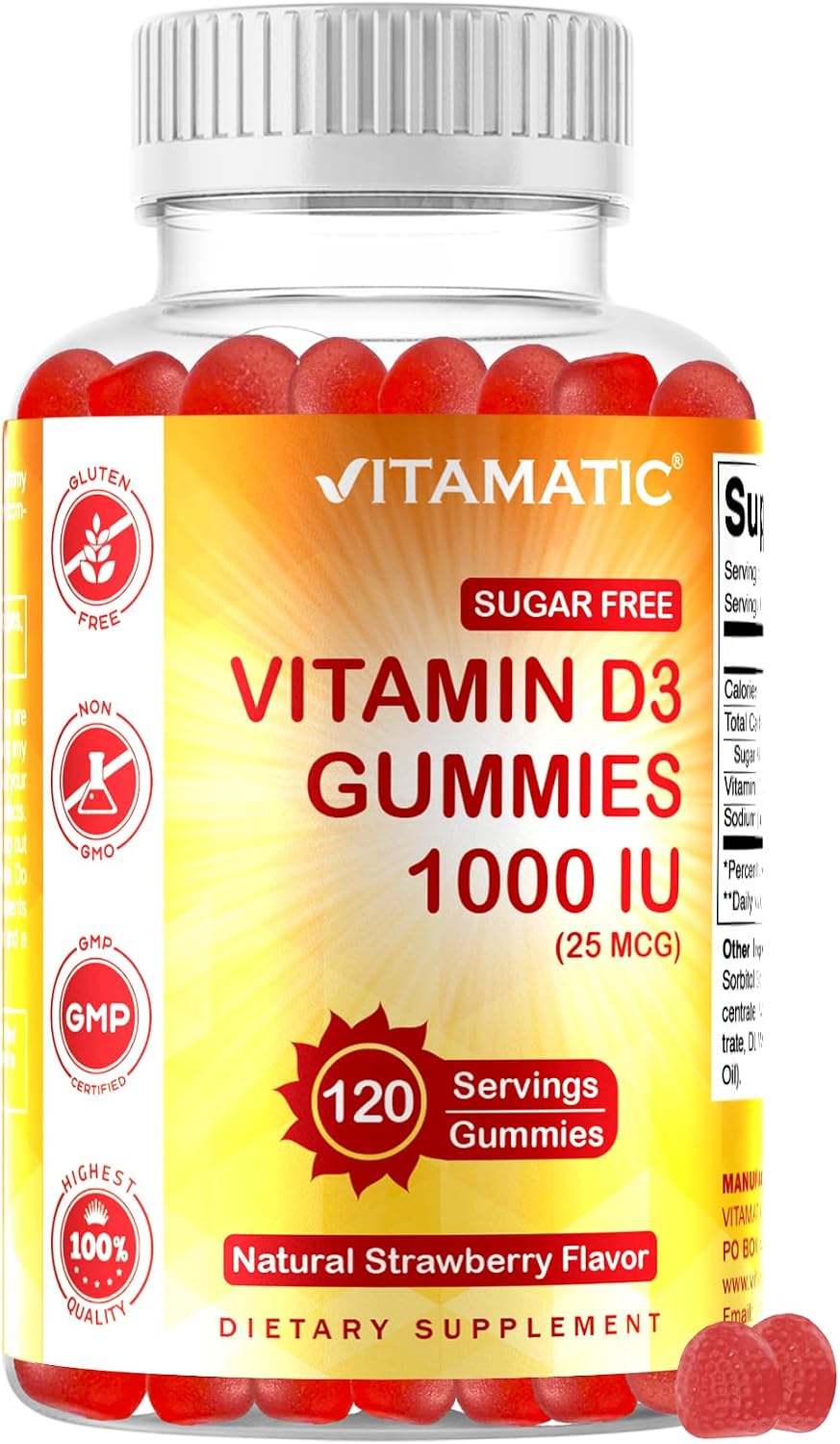 Vitamatic Vitamina D3 1000 UI Gominolas Sin Azúcar (120 Gominolas)
