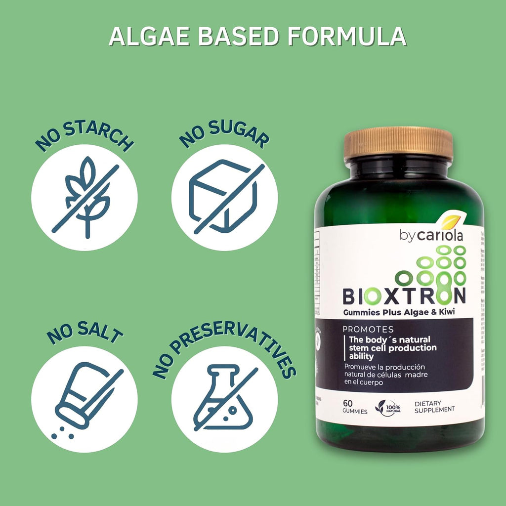 Bioxtron Gomitas de Células Madre - Espirulina, Vitaminas B y Magnesio - 60 Unidades
