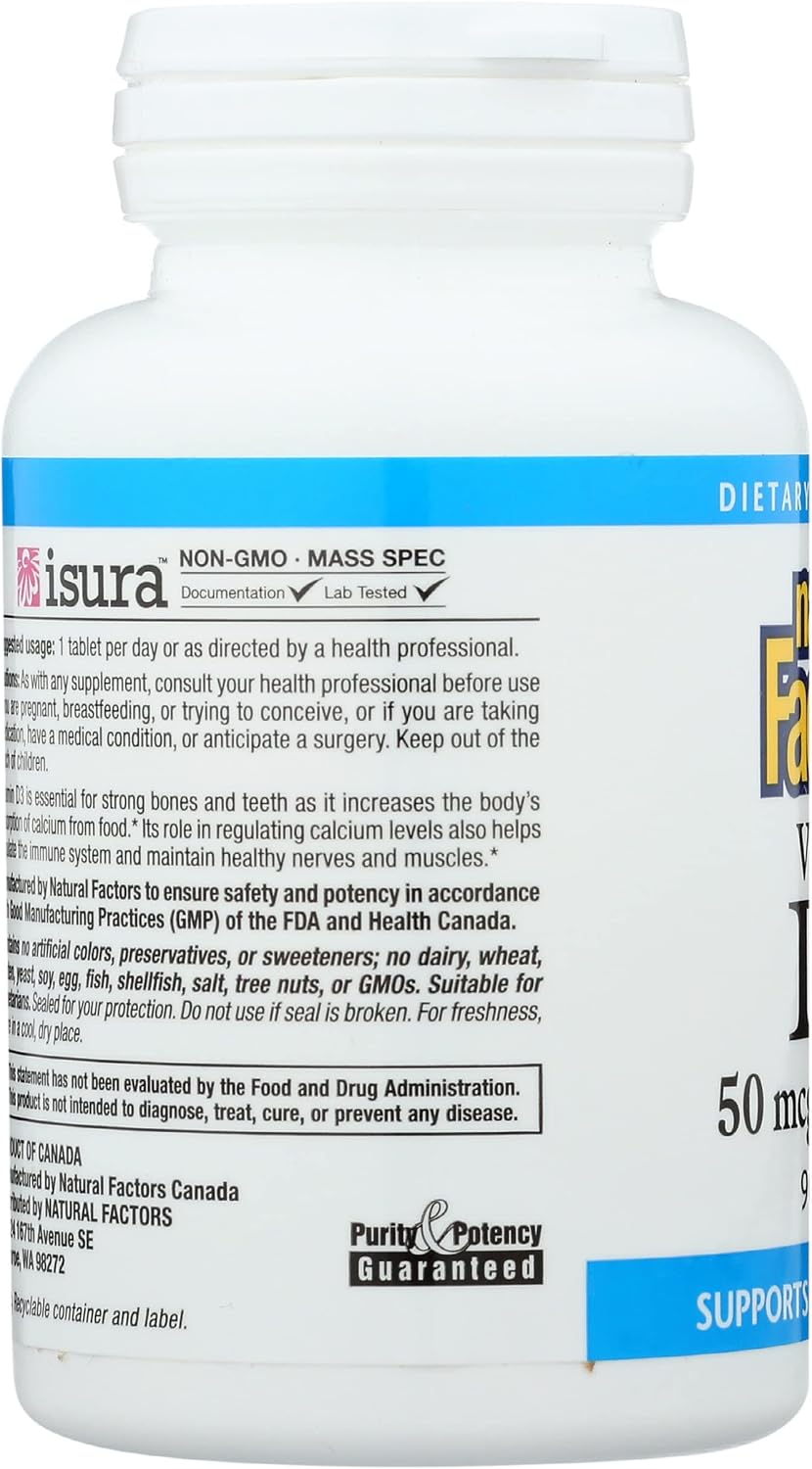 Natural Factors - Vitamina D3 2000 UI, 90 comprimidos