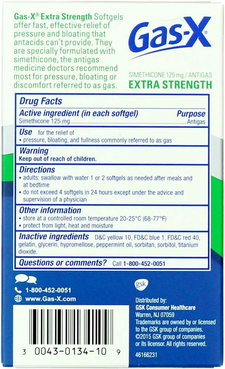 Novartis Gas-X Extra Strength Antigas - 10 Cápsulas Blandas