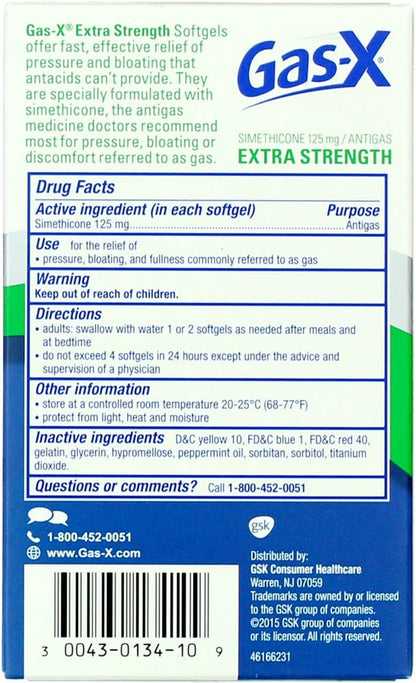 Novartis Gas-X Extra Strength Antigas - 10 Cápsulas Blandas – Image 2