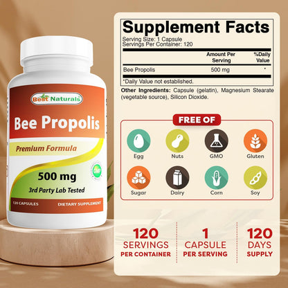 Best Naturals Propóleo de Abeja 500 mg, 120 Cápsulas – Image 2