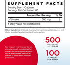 Jarrow Formulas L-Tirosina 500 mg - 200 Cápsulas (Pack de 2)