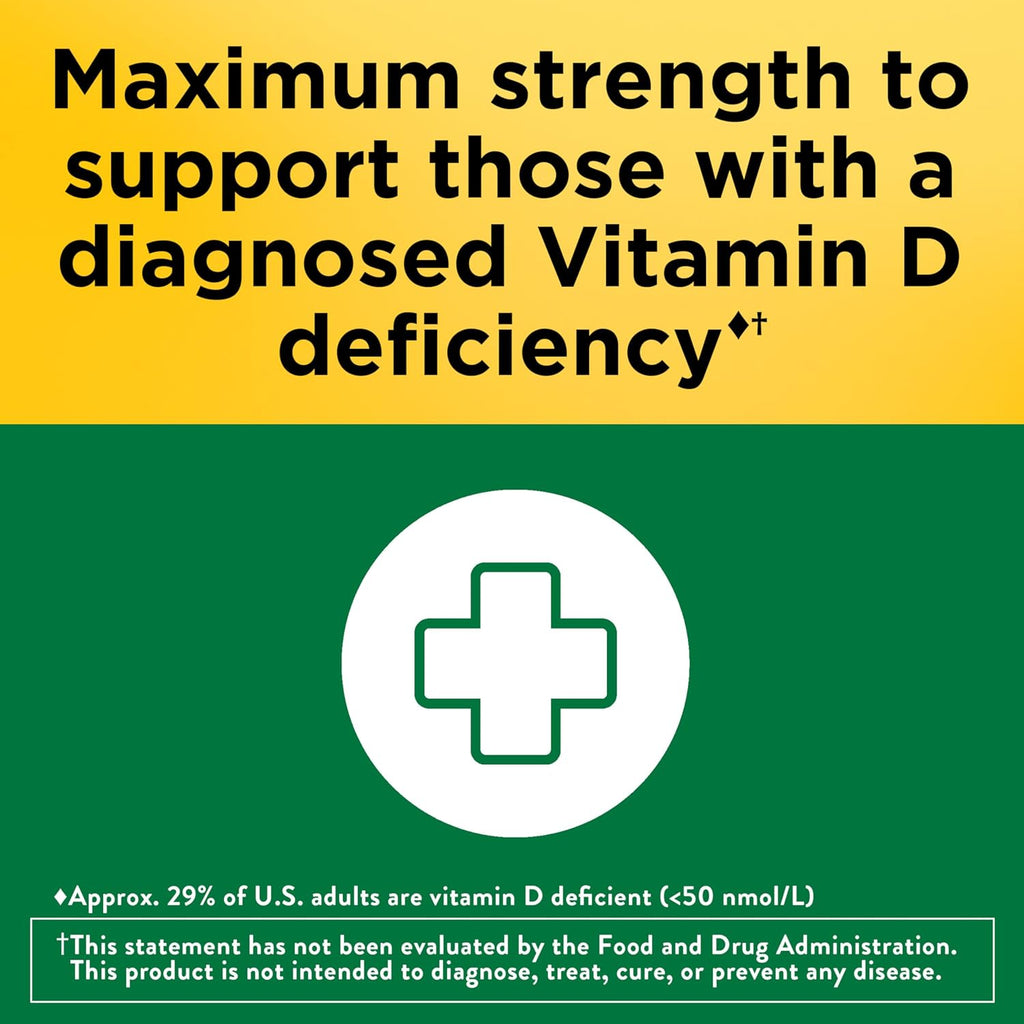 Nature Made Vitamina D3 10000 IU (250 mcg) Máxima Potencia, 60 Cápsulas Blandas