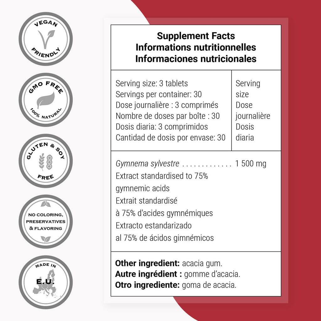 Supersmart - Gymnema Sylvestre 1500 mg al día - 75% Ácidos Gimnémnicos | Complemento Alimenticio - 90 Comprimidos