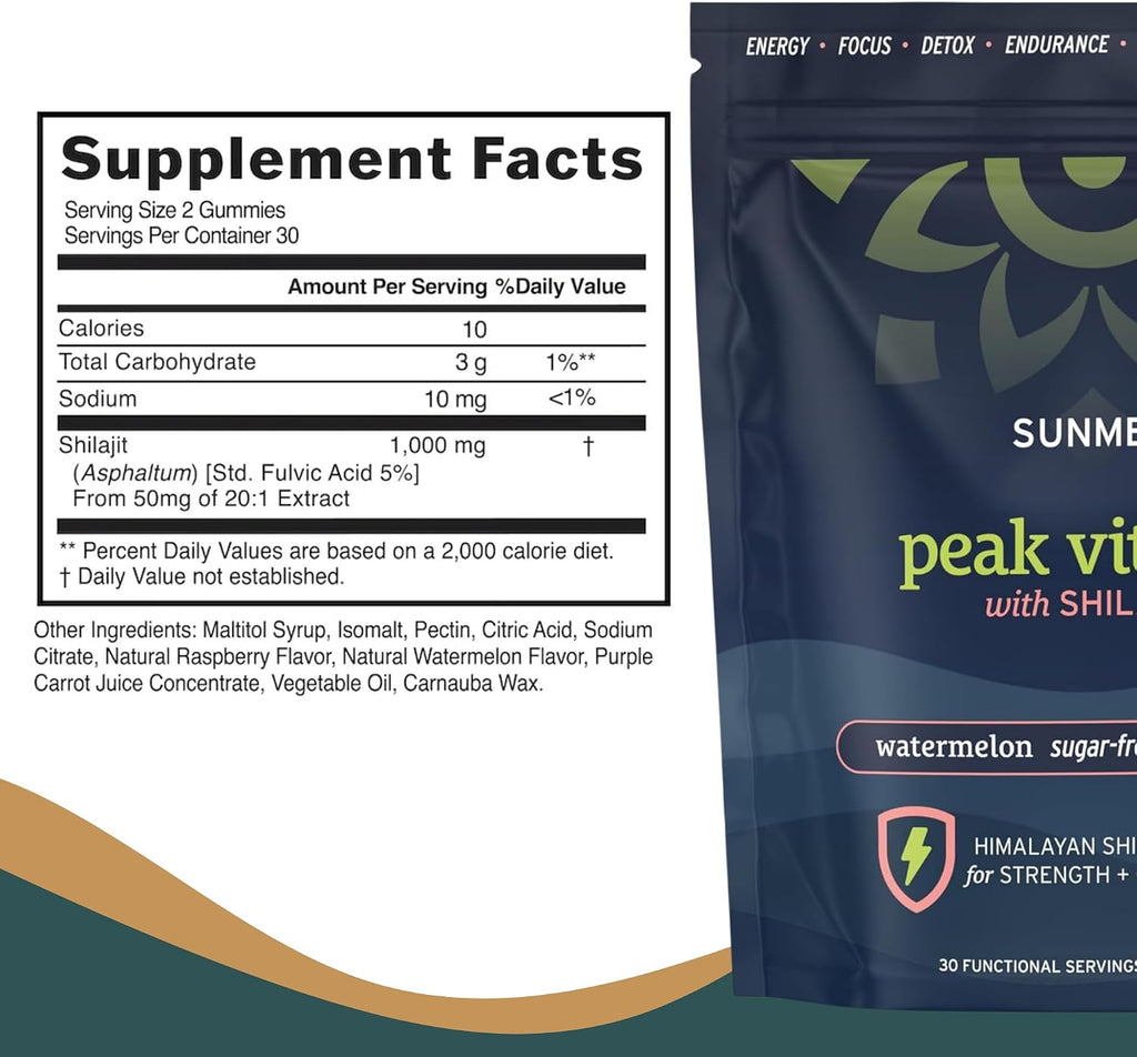 Pink Vitality Gominolas de Shilajit del Himalaya para Fuerza, Energía y Concentración Cognitiva | Sin Azúcar | Vegano | Natural | Sandía
