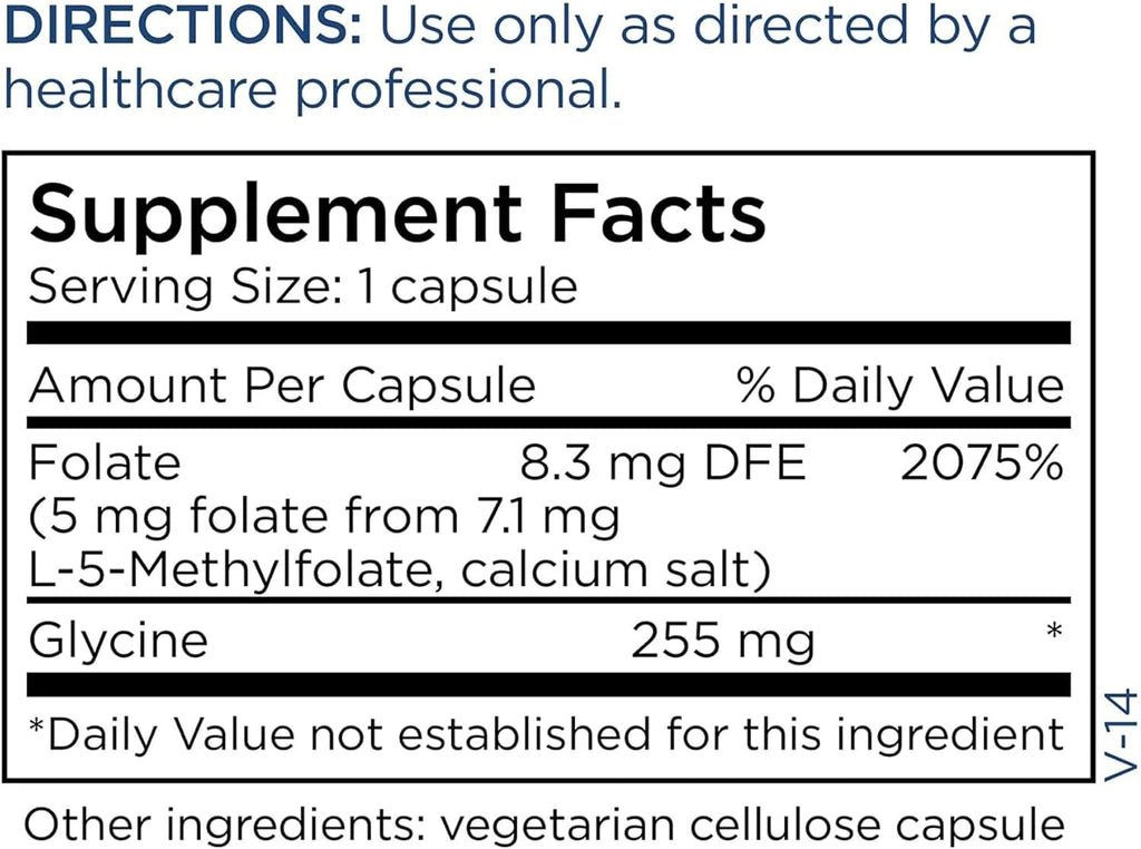 Metabolic Maintenance L-Metilfolato 5 mg - Folato Activo para Apoyar la Metilación - 90 Cápsulas