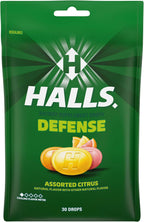 HALLS Defense Pastillas de Vitamina C Cítricos Variados, 30 unidades