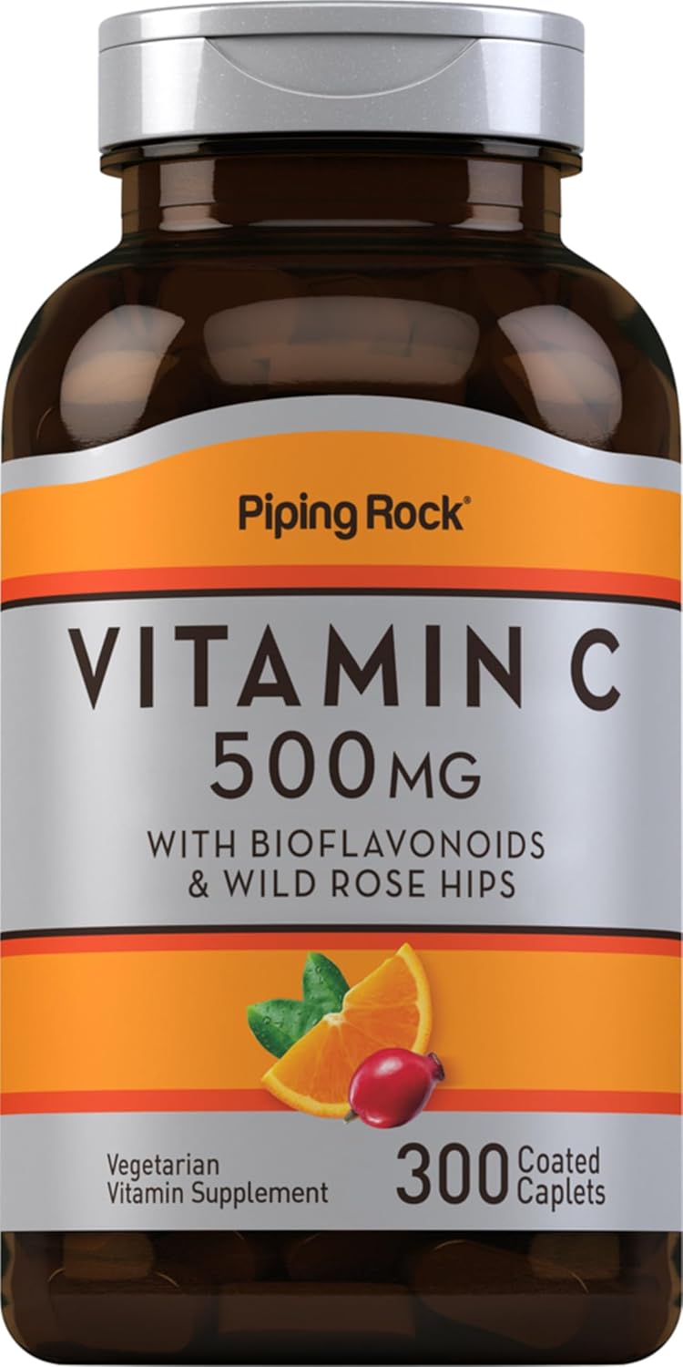 Piping Rock Vitamina C 500 mg con Escaramujo y Bioflavonoides | 300 Comprimidos