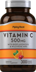 Piping Rock Vitamina C 500 mg con Escaramujo y Bioflavonoides | 300 Comprimidos