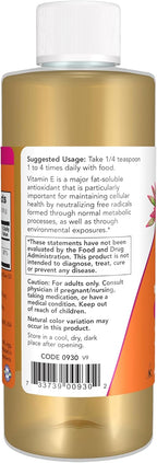 Aceite de Vitamina E Natural (D-Alfa Tocoferol) con Tocoferoles Mixtos - 4 oz (118 ml) - NOW Foods