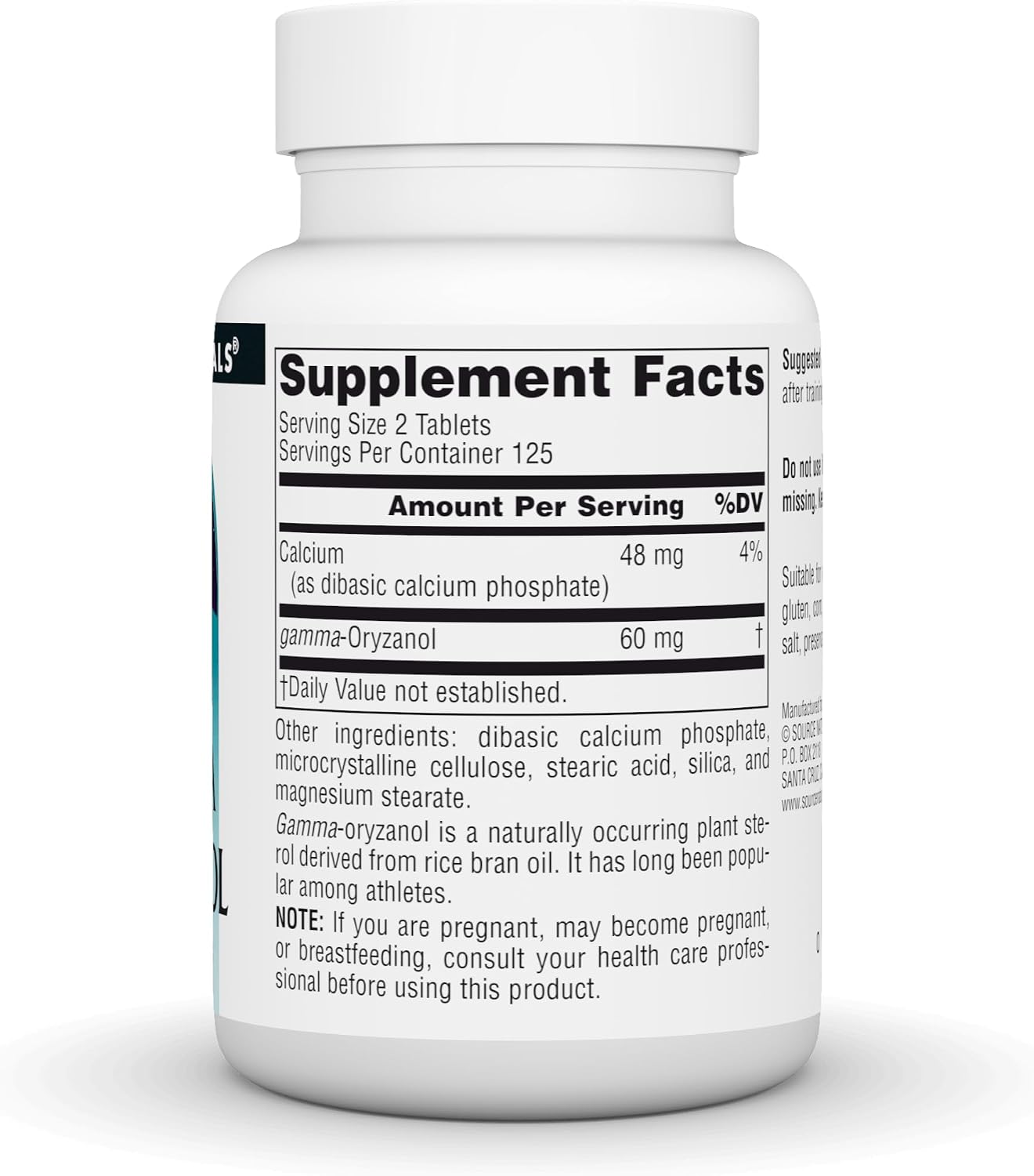 Source Naturals Athletic Series Gamma Oryzanol, Complemento Alimenticio, 30 mg - 250 Comprimidos Vegetarianos