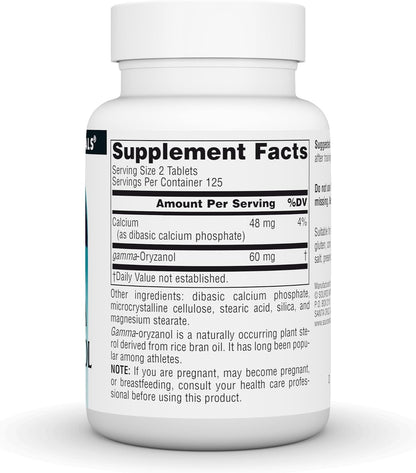 Source Naturals Athletic Series Gamma Oryzanol, Complemento Alimenticio, 30 mg - 250 Comprimidos Vegetarianos – Image 3