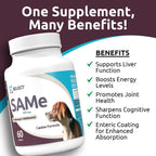 SAM-e para perros adultos medianos y grandes, 60 comprimidos, 200 mg de S-Adenosil-L-Metionina Activa