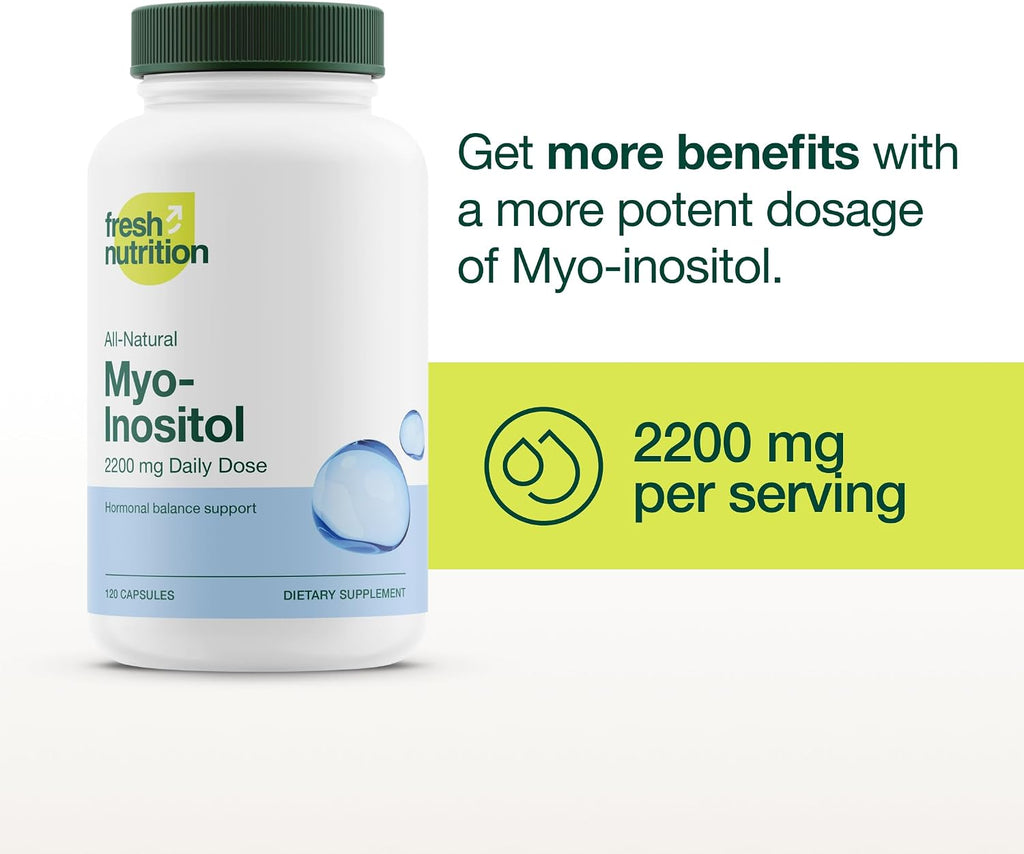 Myo-Inositol 2200 mg - 120 Cápsulas de Alta Potencia - Verificado por NMR