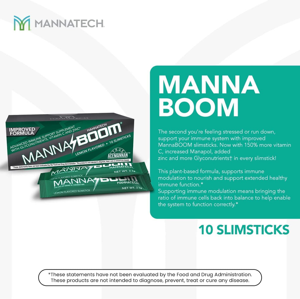 Mannatech MannaBOOM - Suplemento de Apoyo Inmunológico Avanzado con Vitamina C, Zinc y Gliconutrientes, 10 Sobres