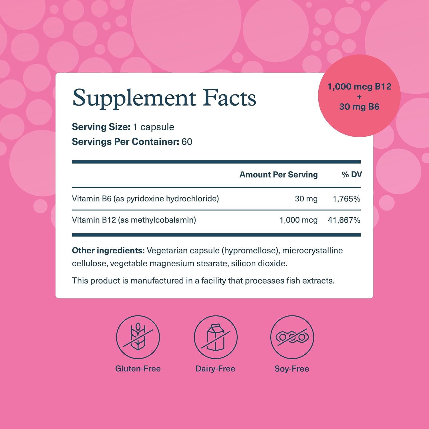 Youtheory B12B6 - Vitamina B12 y B6 - Apoya el Estado de Ánimo, Sistema Nervioso y Metabolismo - Sin Lácteos, Soja ni Gluten - 60 Cápsulas