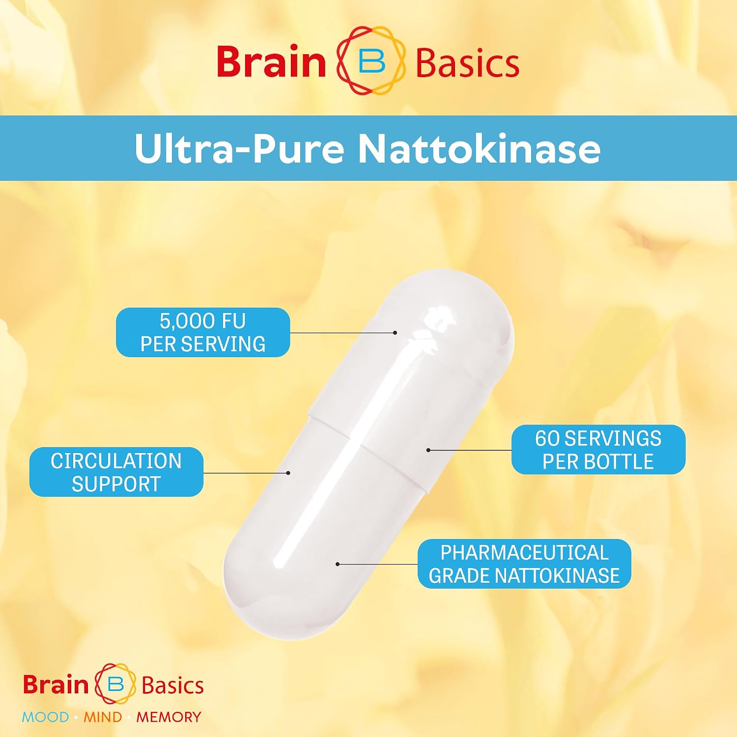 Brain Basic Ultra-Pure Nattokinase 5000 FU – 120 Cápsulas