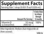 Carlson Baby's Super Daily D3, Vitamin D Drops for Babies, 400 IU (10 mcg) Per Drop, 1-Year Supply, Vegetarian, Liquid Vitamin D for Infants and Toddlers, Unflavored, 365 Drops