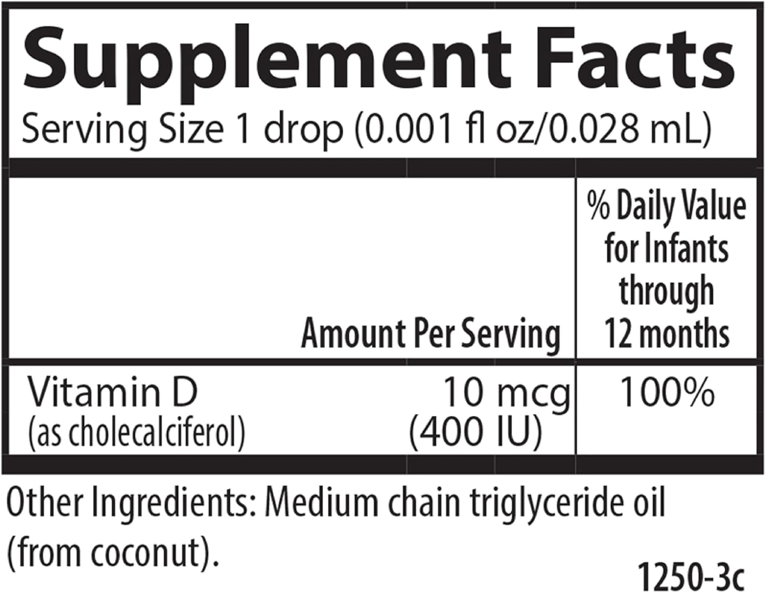 Carlson Baby's Super Daily D3, Vitamin D Drops for Babies, 400 IU (10 mcg) Per Drop, 1-Year Supply, Vegetarian, Liquid Vitamin D for Infants and Toddlers, Unflavored, 365 Drops