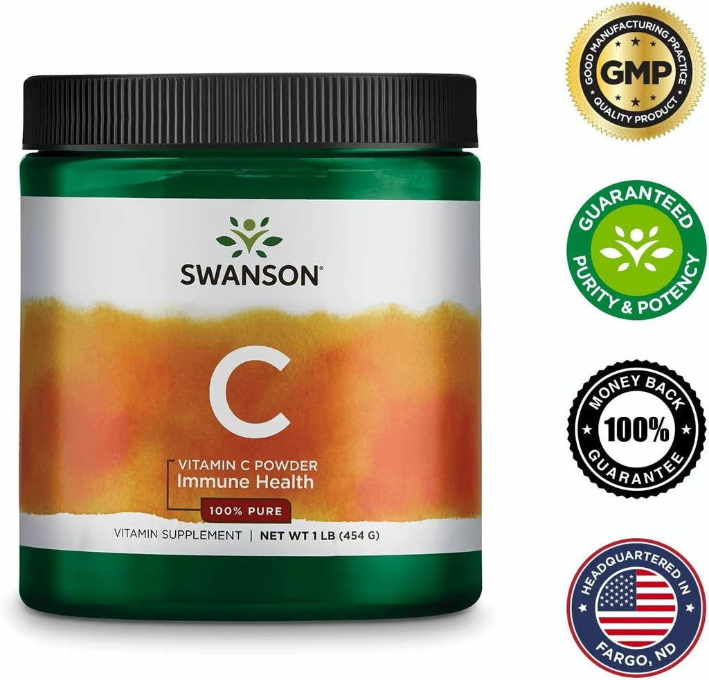Swanson Vitamina C en Polvo 100% Ácido Ascórbico Puro - 3 Pack (3 x 454 g)