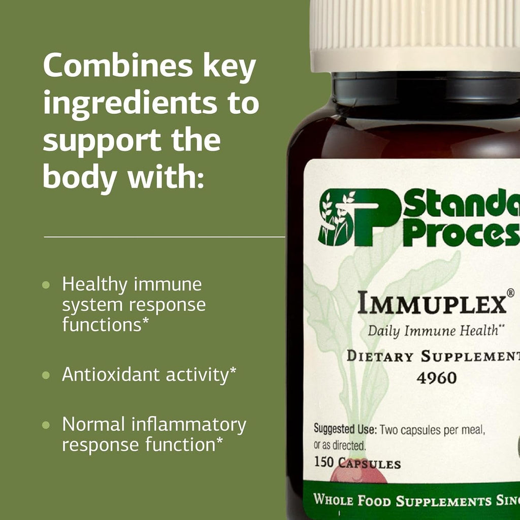 Standard Process Immuplex - 150 Capsules, Daily Immune Support with Folate, Iron, Vitamin C and Vitamin A