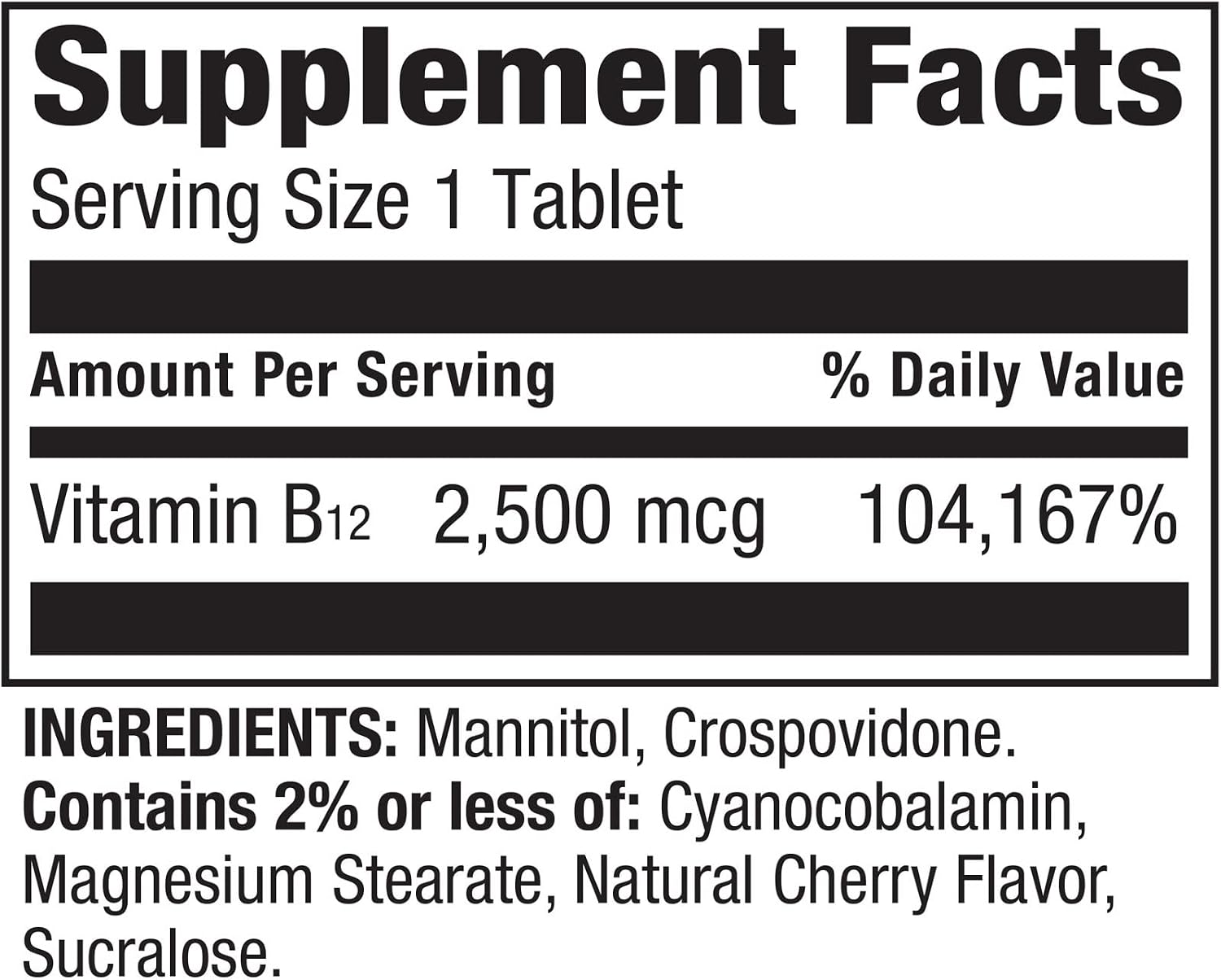 Spring Valley Vitamin B12 2500 mcg Comprimidos de Disolución Rápida - 120 Comprimidos + Ebook "45 Diabetes Decoded"