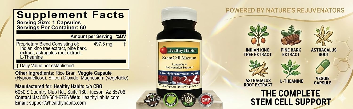 Healthy Habits StemCell Maxum - Suplemento Vegano para el Bienestar Celular