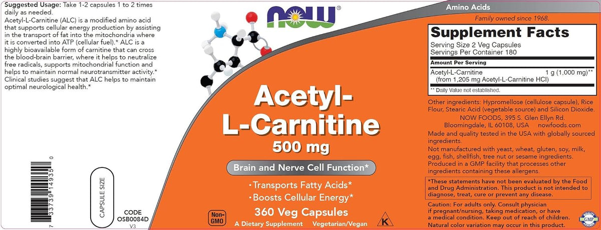 NOW Foods Acetil L-Carnitina 500 mg, 360 – Calidad NOW Foods: Marca con más de 50 años de experiencia en – Image 5