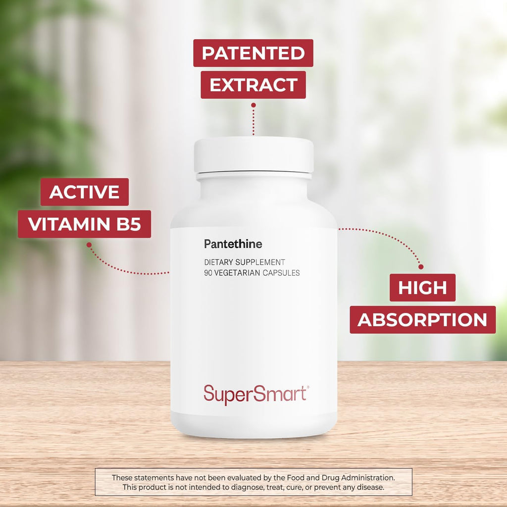 Supersmart Pantesin Pantethine 600 mg - Ácido Pantoténico Activo - 90 Cápsulas Vegetales