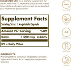 Biotina 1000 mcg - Solgar - 100 Cápsulas Vegetales