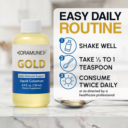 Oramune Gold Immune Support – Calostro – Pureza: El producto se procesa a baja temperatura para conservar las – Image 3