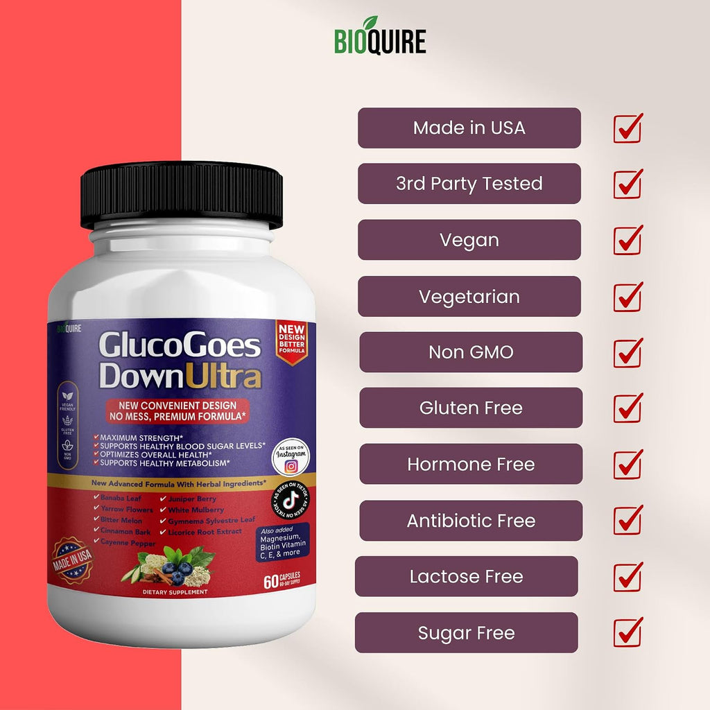 Gluco Goes Down Ultra Suplemento Alimenticio, 60 Cápsulas