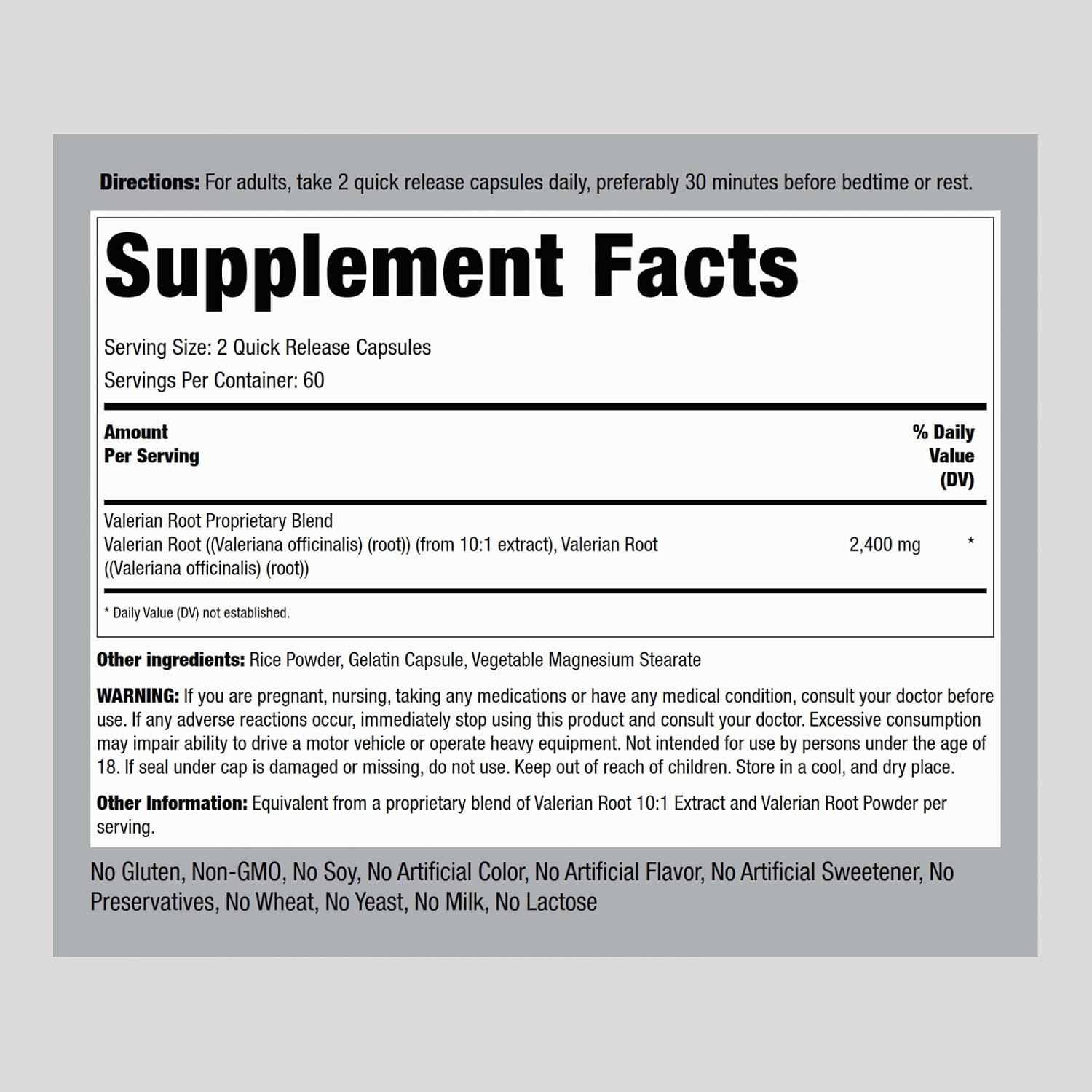 Piping Rock Valerian Root Capsules | 120 Capsules | Concentrated Extract | Herbal Supplement | Non-GMO, Gluten-Free