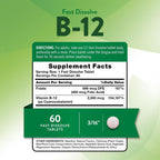 Nature's Truth Vitamina B12 2500 mcg con Ácido Fólico - 60 Comprimidos de Disolución Rápida