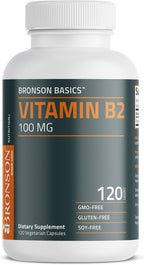Bronson Vitamin B2 100mg Non-GMO, 120 Vegetarian Capsules