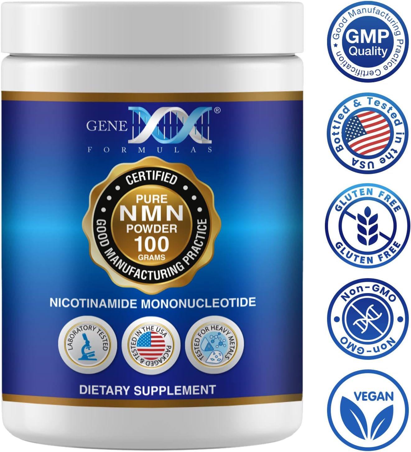 Genex Formulas - NMN Puro en Polvo 100g - Disolución Instantánea