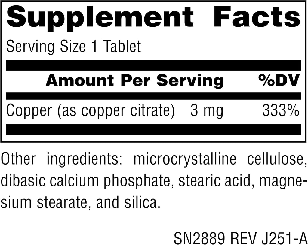 Source Naturals Cobre, 3 mg - 120 Comprimidos