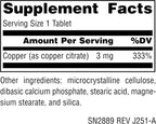 Source Naturals Cobre, 3 mg - 120 Comprimidos
