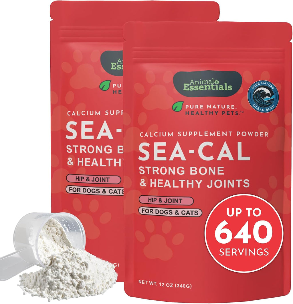 Animal Essentials Sea-Cal - Polvo de Calcio de Algas Marinas Puras para Perros y Gatos - 340 g