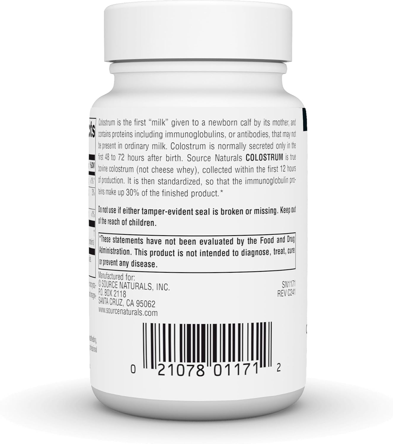 Source Naturals Colostrum - 30% Immunoglobulins - 650 mg - 30 Tablets